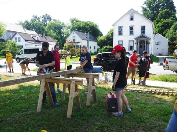  YouthWorks volunteers installing fence, Rutland, Vermont